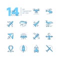 Air transport - thin line design icons set