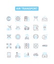 Air transport vector line icons set. Aviation, Airlines, Airway, Concord, Airliner, Jets, Jetset illustration outline