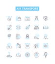 Air transport vector line icons set. Aviation, Airlines, Airway, Concord, Airliner, Jets, Jetset illustration outline Royalty Free Stock Photo