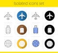 Air travel icons set Royalty Free Stock Photo