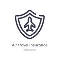air travel insurance outline icon. isolated line vector illustration from insurance collection. editable thin stroke air travel