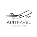 Air travel logo template for tourism business. Agency or transportation company branding element.