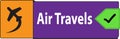 Black Air Travels web button classic blue button white background