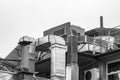 air ventilation flow system on the roof of the building. vent pipe fan HVAC. Royalty Free Stock Photo