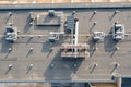 Air ventilation flow system on the roof of the building. vent pipe fan HVAC Royalty Free Stock Photo