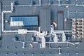 Air ventilation flow system on the roof of the building. vent pipe fan HVAC Royalty Free Stock Photo