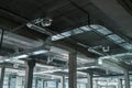 Air ventilation system on the ceiling in a large warehouse