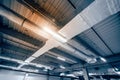 Air ventilation system on the ceiling in a large warehouse