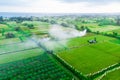 Air view of green fields green rice and corn fields in Amed, Bali, Indonesia Royalty Free Stock Photo