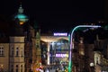 Air view panorama of Katowice, in night time.