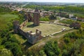 Air view of town and ruins of Bac fortress in Serbia Royalty Free Stock Photo