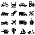 Air, water and land transportation icon set Royalty Free Stock Photo