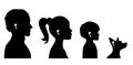 Air wireless earphones Silhouettes set of family with headphones - pods garniture in ears -vector illustration