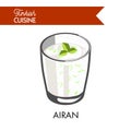 Airan with herbs in transparent glass isolated illustration Royalty Free Stock Photo