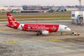 AirAsia Airbus A320 airplane at Bangkok Don Mueang Airport in Thailand Now Everyone Can Fly Responsibly special livery