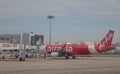 An AirAsia airplane docking at the Changi airport in Singapore