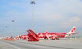 Airasia planes docking at KLIA2 airport in Kuala Lumpur, Malaysia Royalty Free Stock Photo