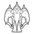 Airavata, mythological white elephant with many heads, abhra-matanga elephant of deity Indra, hindu mythology