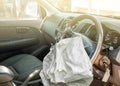 airbag exploded at a car accident Royalty Free Stock Photo
