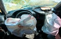 Airbag exploded at a car accident Royalty Free Stock Photo