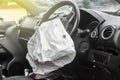 Airbag exploded at a car accident,Car Crash air bag Royalty Free Stock Photo