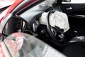 Airbag exploded at a car accident. Car Crash. Royalty Free Stock Photo