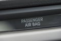 Airbag sign in car , close up shot. Royalty Free Stock Photo