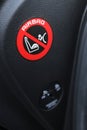 Airbag sign stickers in modern car Royalty Free Stock Photo