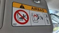 Airbag warning in a car sunvisor