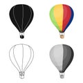 Airballoon icon in cartoon style on white background. Rest and travel symbol stock vector illustration.