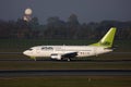 AirBaltic jet plane taxiing in airport