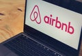 Airbnb logo on laptop screen