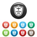 Airborne badge icons set color Royalty Free Stock Photo