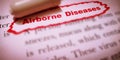 airborne diseases text written on english language on red highlights