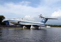 Airborne ekranoplan project 904 `Eaglet` at the Khimki reservoir in Moscow