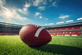 Airborne Football Elegance: A detailed shot capturing the elegance of an American football suspended in mid-air Royalty Free Stock Photo