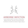 Airborne infection. Line icon. Vector sign.