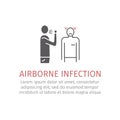 Airborne infection. Line icon. Vector.