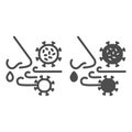 Airborne virus spread line and solid icon. Person breath virus bacteria outline style pictogram on white background