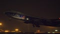 AirBridgeCargo Boeing 747 taking off at night Royalty Free Stock Photo