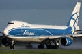 AirBridgeCargo plane at touchdown Royalty Free Stock Photo