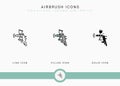 Airbrush icons set vector illustration with solid icon line style. Color palette design concept. Royalty Free Stock Photo