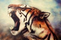 Airbrush Painting Of A Roaring Tiger