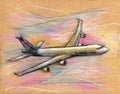 airbus A340 plane illustration drawing Royalty Free Stock Photo
