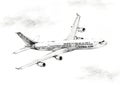 airbus A340 plane illustration drawing