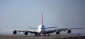 Airbus A380 front view on runway