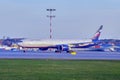 Airbus A330 of Aeroflot airline stands on the lane at Sheremetyevo International Airport