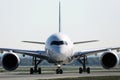 Airbus A350 aircraft taxiing, front view