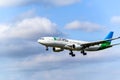 Airbus A330 aircraft of the Level company landing at the airport in Barcelona, Spain. Royalty Free Stock Photo