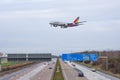 Airbus a380-800 Asiana airlines. Germany, Frankfurt am main airport, view highway autobahn. 14 December 2019